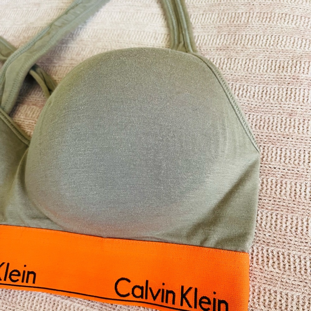 Calvin Klein Orange and Tan Sport Bra Sz L - Picture 4 of 6